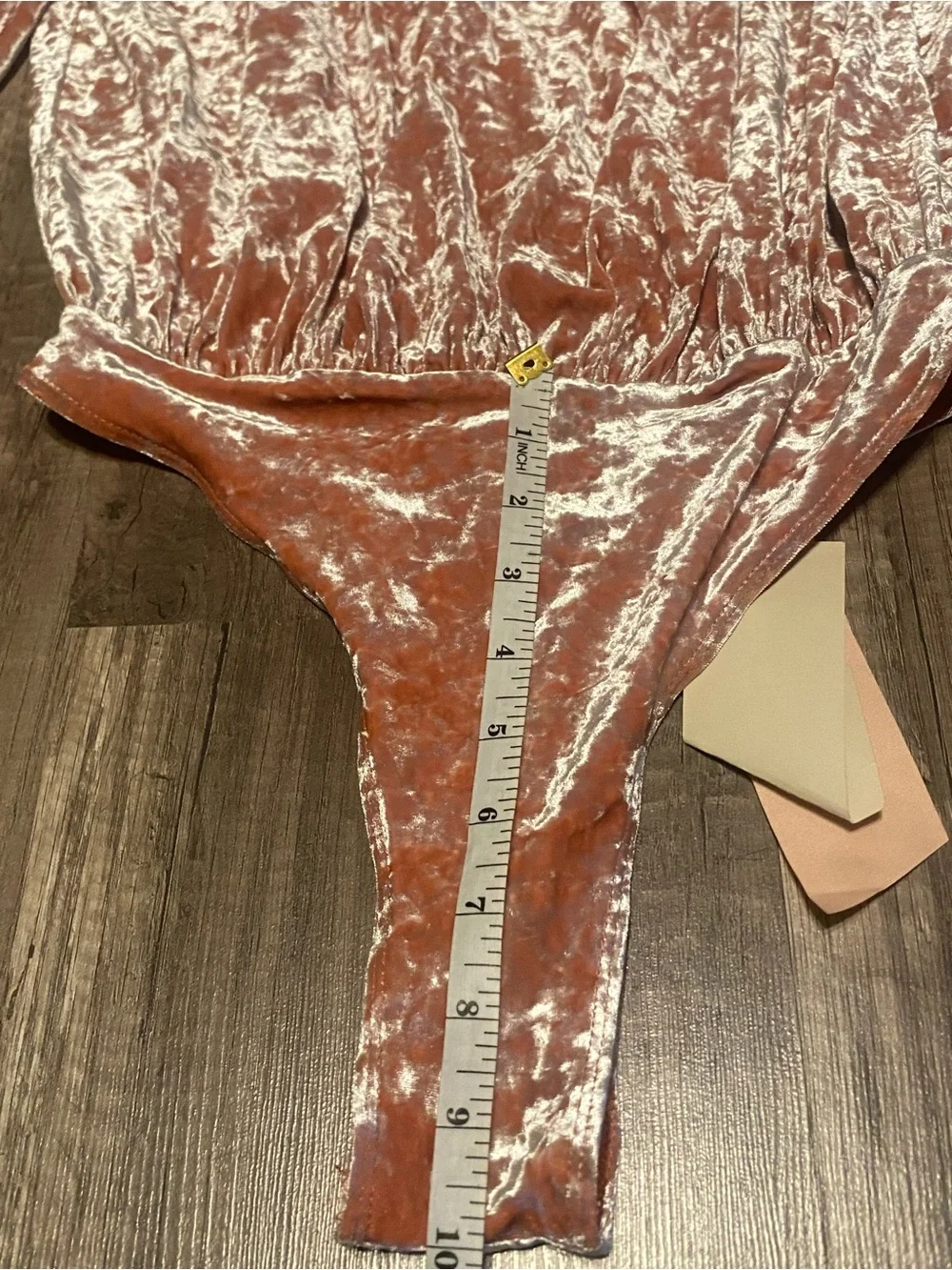 FP x HAH  Rose Brown Velvet Off-Shoulder Tie-Shoulder Bodysuit